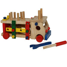 wooden assembling truck toys with tools